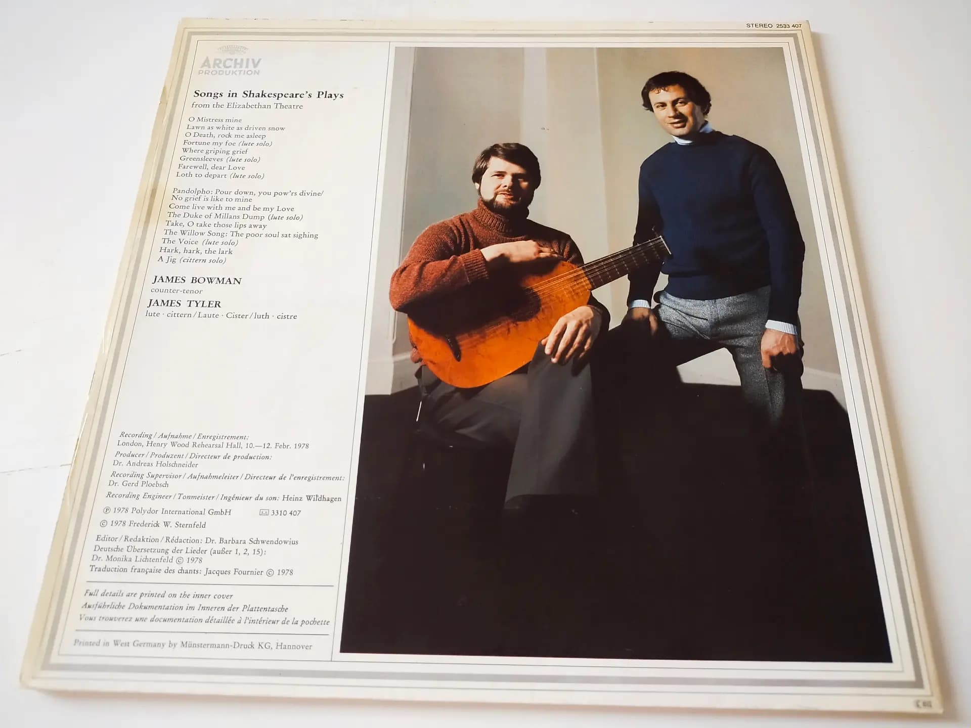 Główne zdjęcie - Bowman, Tyler - Songs In Shakespeare's Plays