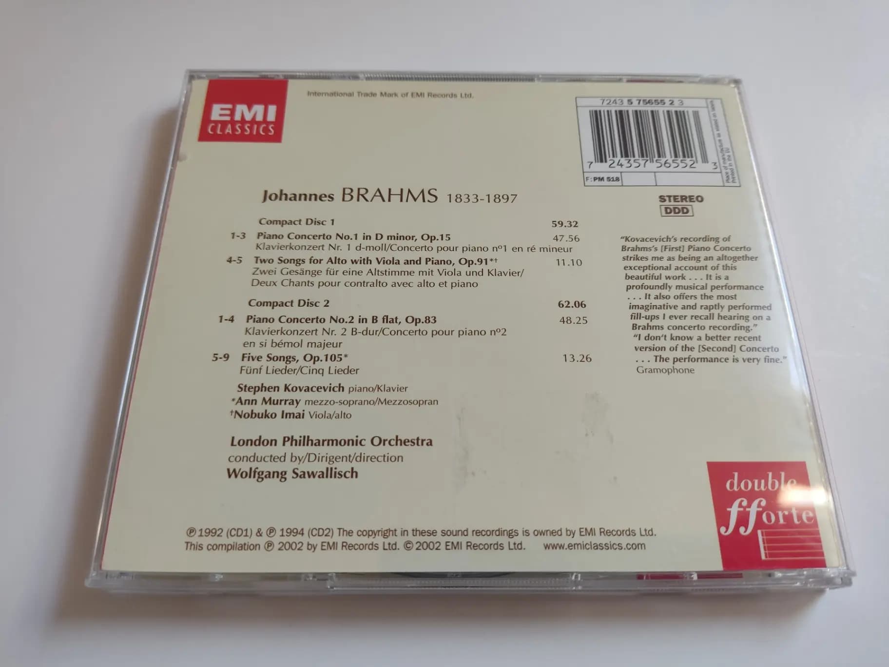 Główne zdjęcie - Brahms, Bishop-Kovacevich, Sawallisch - Piano Concertos  7 Songs