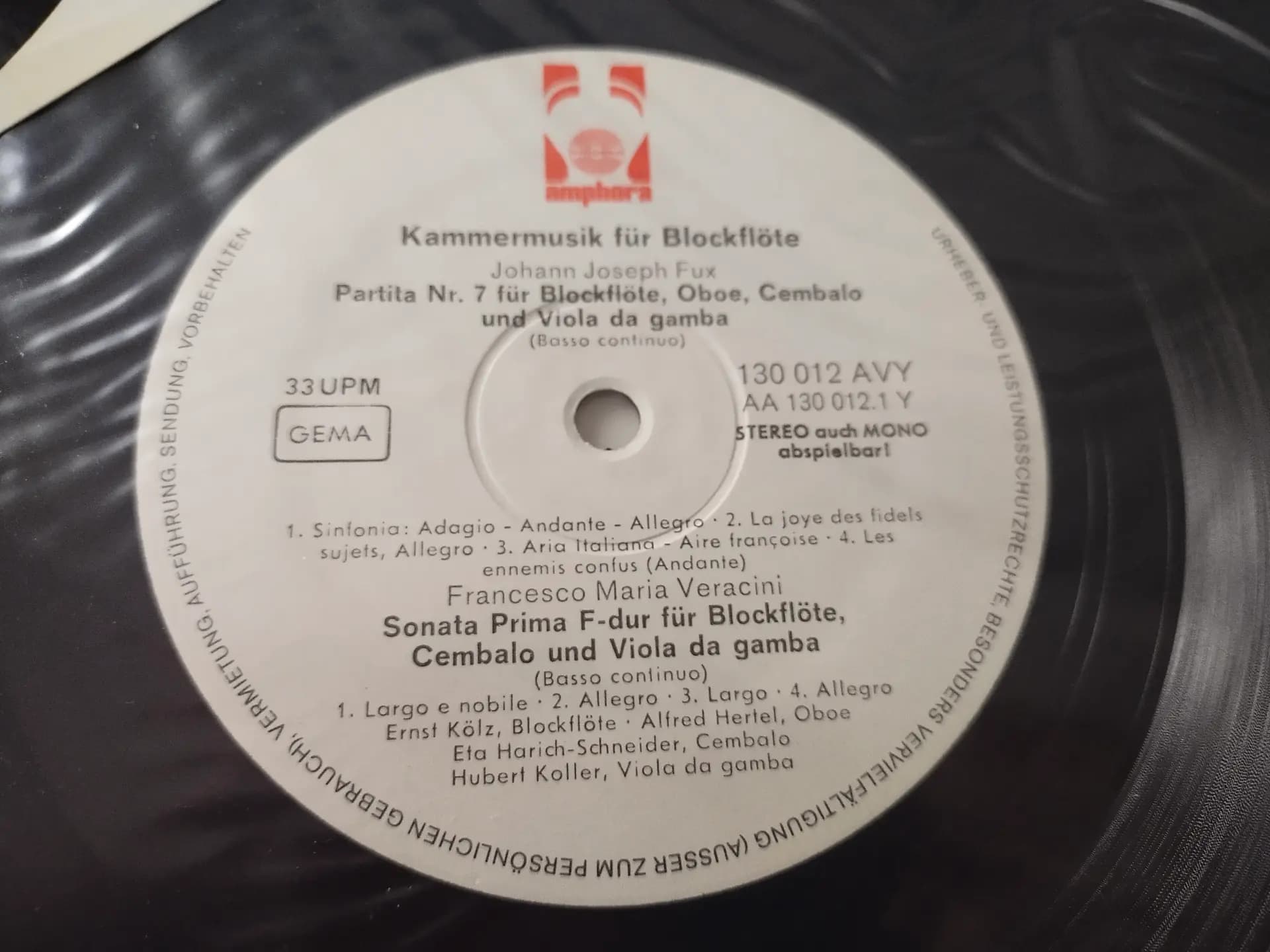 Główne zdjęcie - Fux, Veracini, Lotti, Kölz - Kammermusk Für Blockflöte