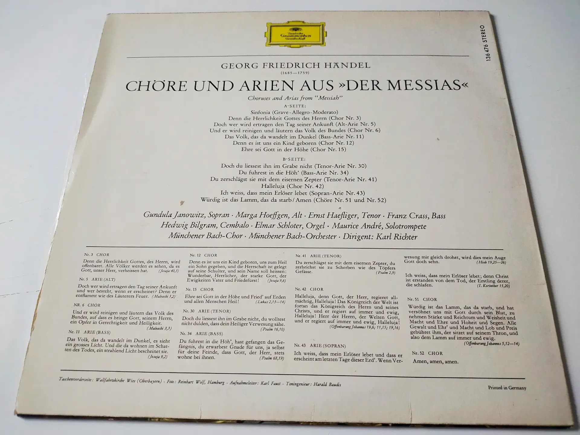 Główne zdjęcie - Händel, Janowitz, Richter - Chöre Und Arien Aus "Der Messias"