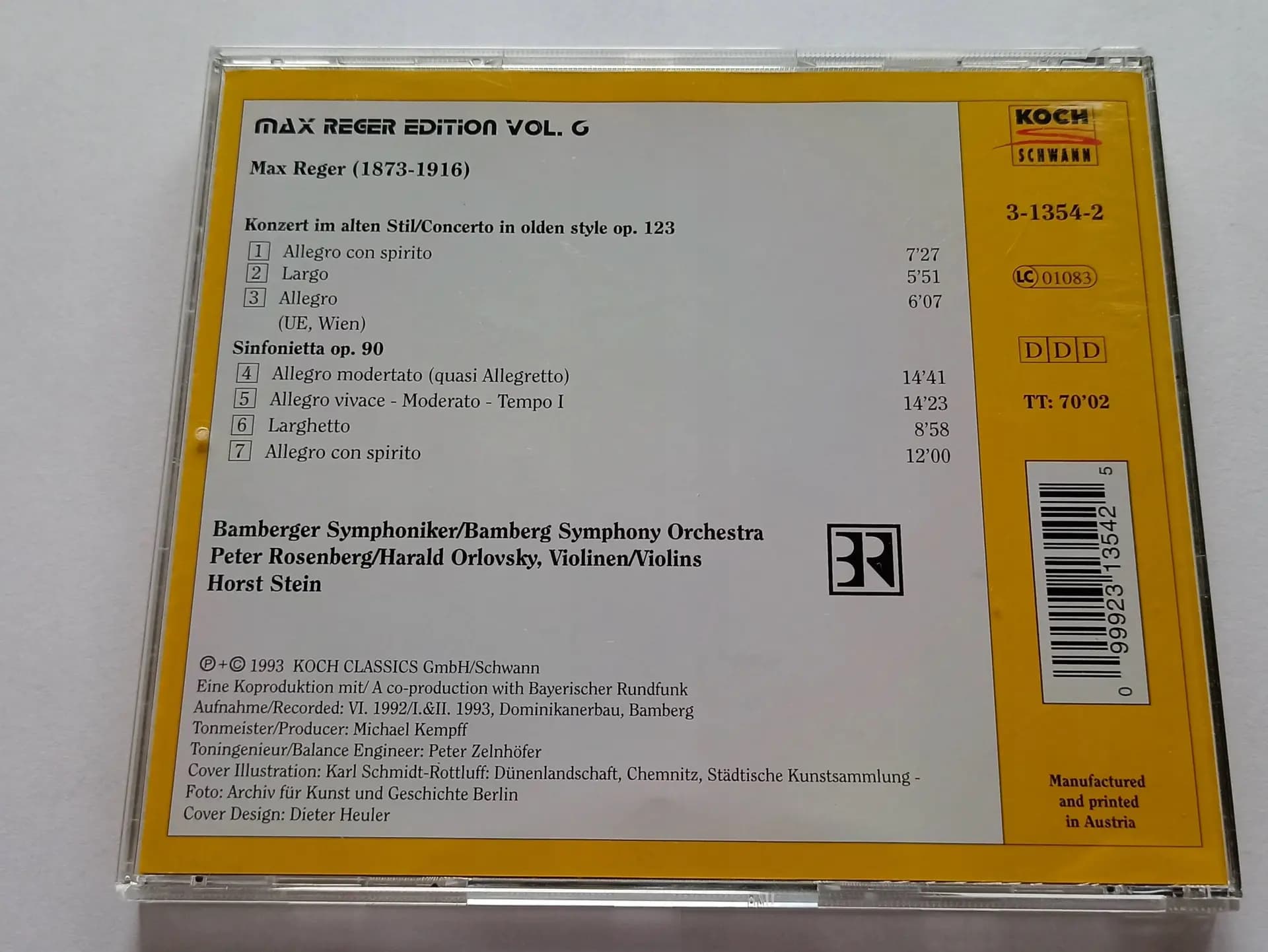 Główne zdjęcie - Max Reger, Symphoniker, Stein - Konzert Im Alten Stil / Sinfonietta