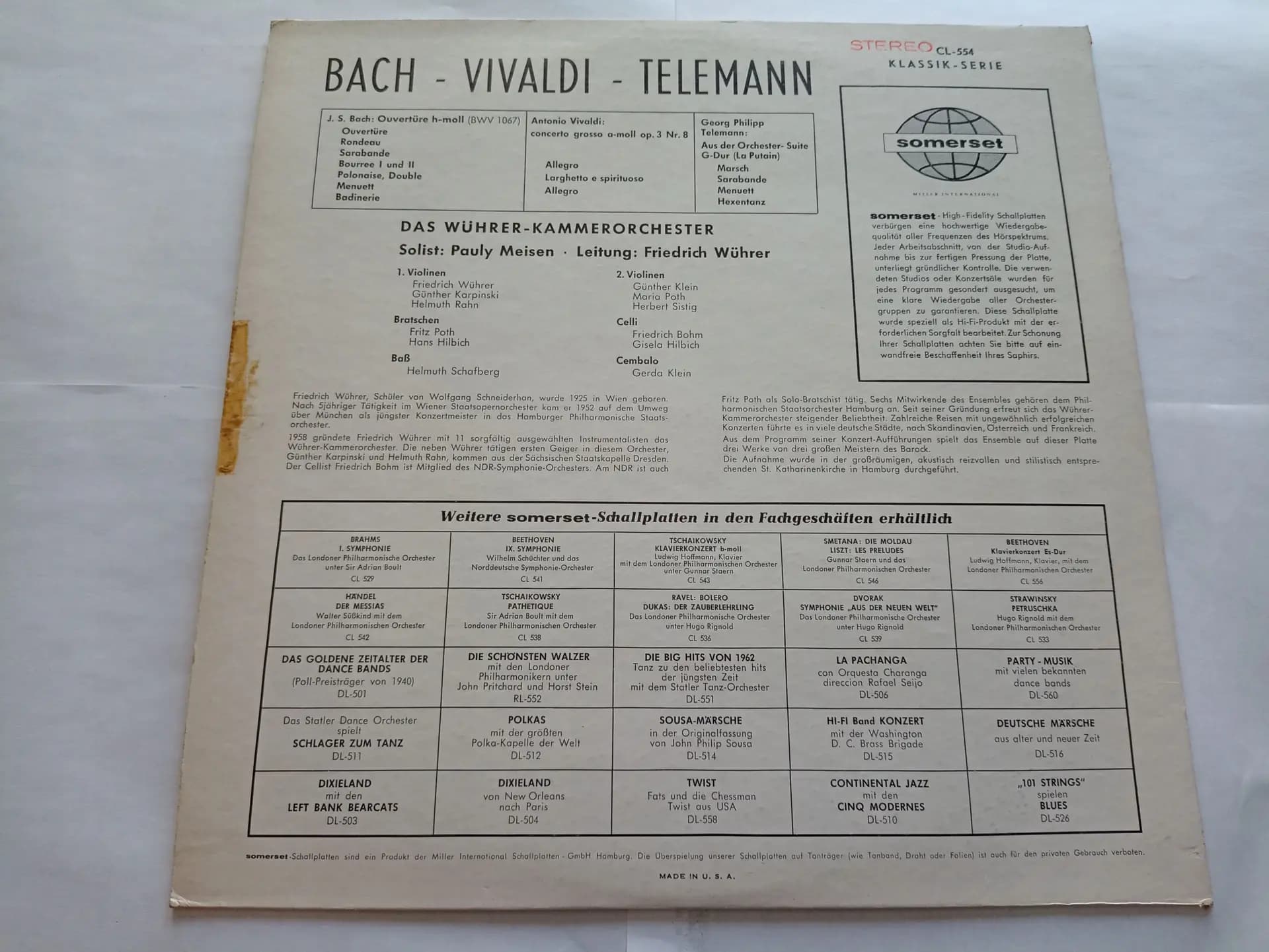 Główne zdjęcie - Bach / Vivaldi / Telemann - Das Wührer Kammerorchester, Pauly Meisen H Moll Suite / Concerto Grosso A moll / Orchester Suite
