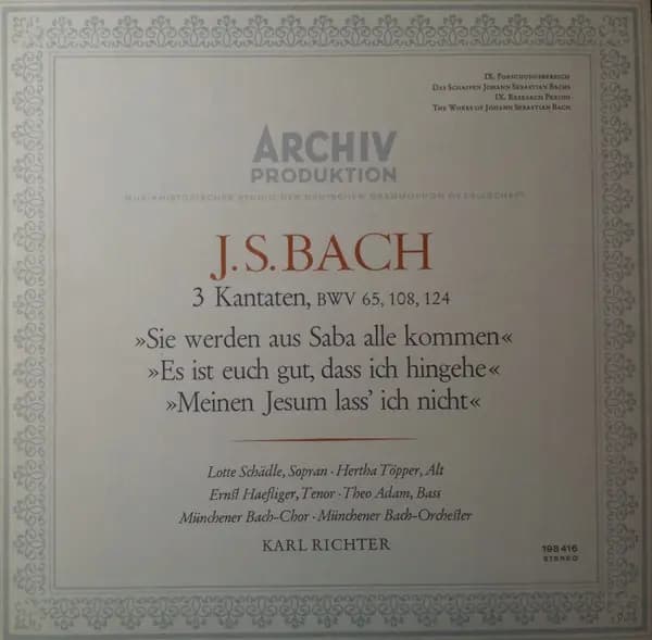 Główne zdjęcie - Bach, Schädle, Töpper, Haefliger, Richter - 3 Kantaten, BWV 65, 108, 124