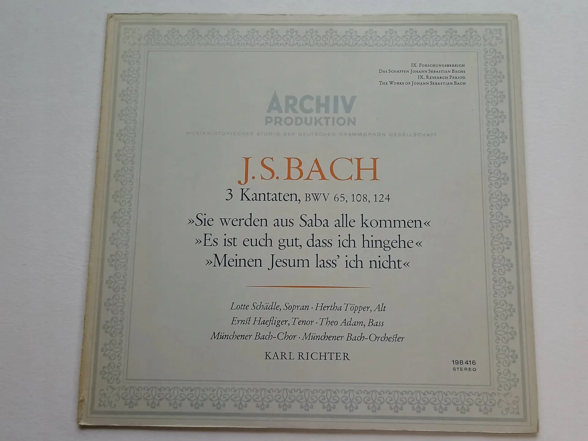 Główne zdjęcie - Bach, Schädle, Töpper, Haefliger, Richter - 3 Kantaten, BWV 65, 108, 124