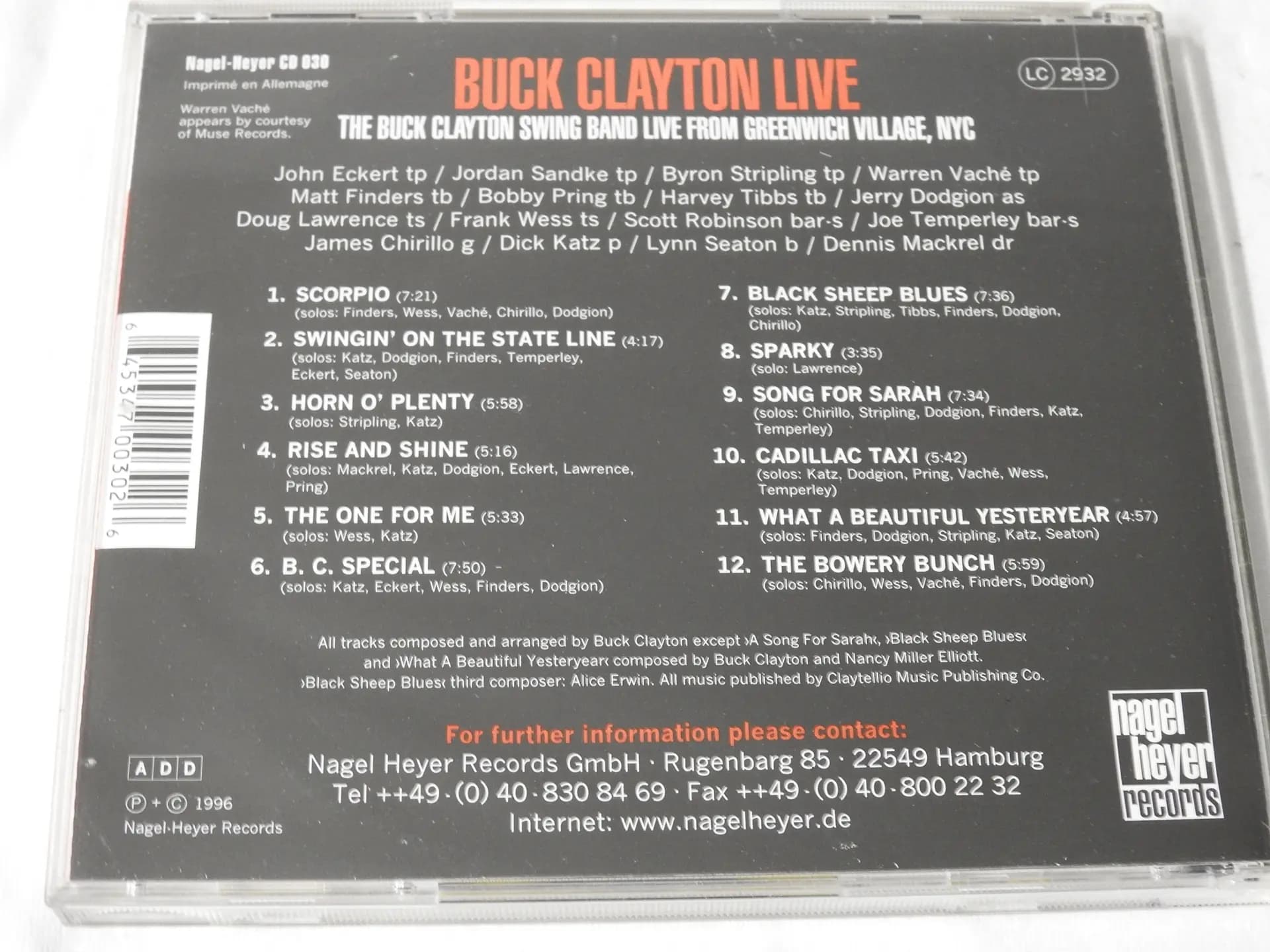 Główne zdjęcie - The Buck Clayton Swing Band - Live From Greenwich Nyc