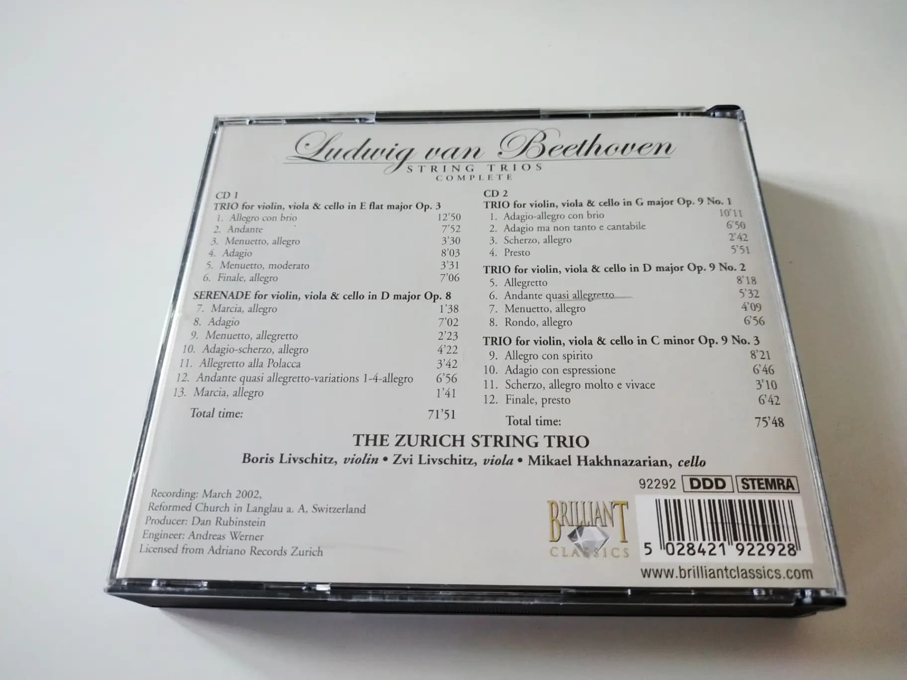 Główne zdjęcie - Beethoven, The Zurich String Trio - String Trios Complete