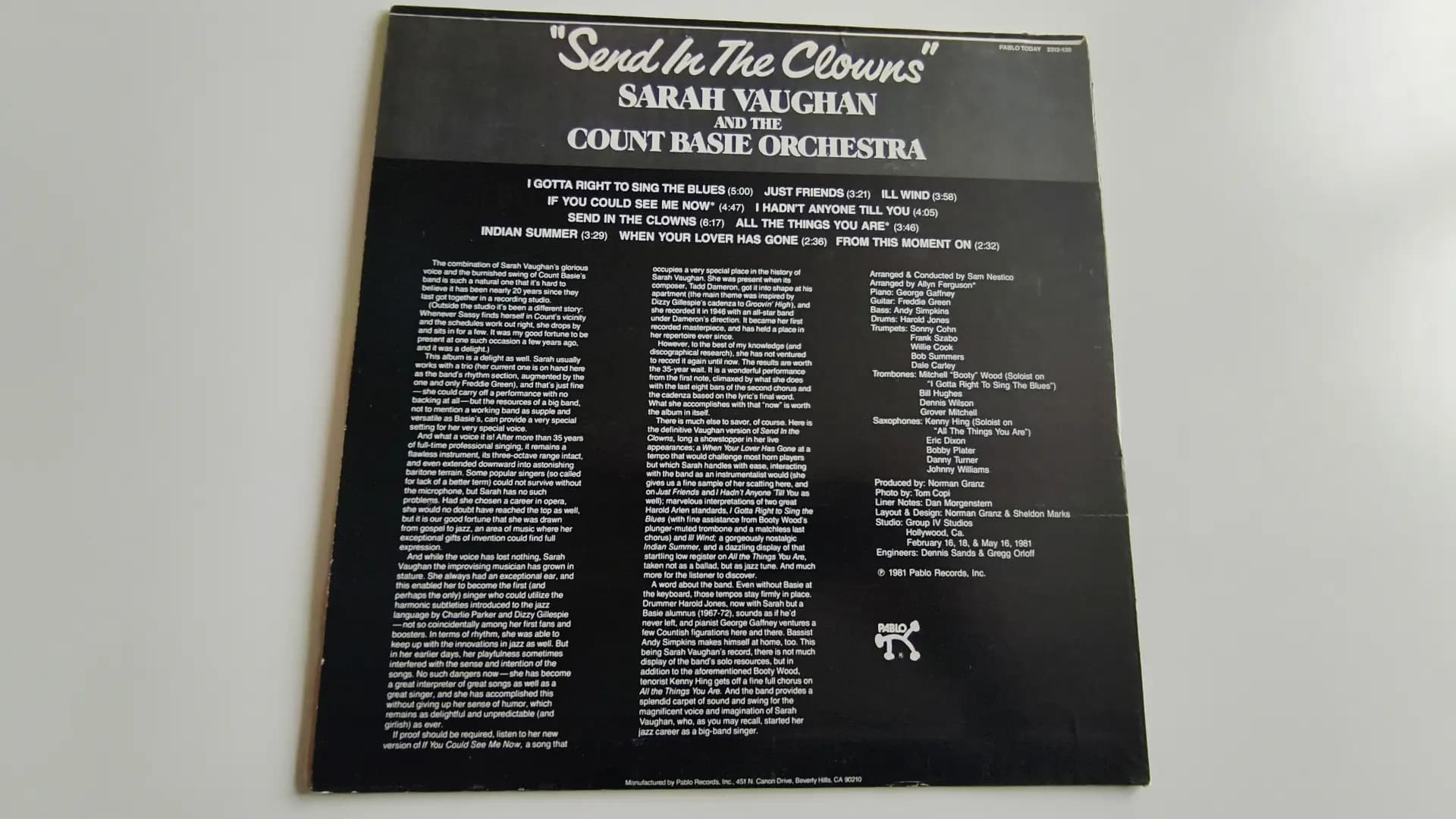 Główne zdjęcie - Sarah Vaughan, Count Basie Orchestra - Send In The Clowns