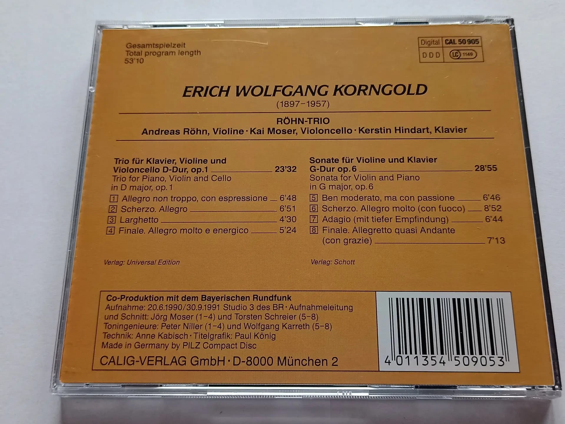 Główne zdjęcie - Korngold, Rhn - Trio Klaviertrio Op.1 Violinsonate, Op.6