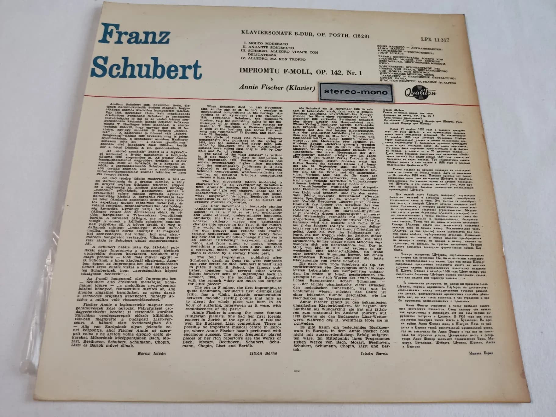 Główne zdjęcie - Annie Fischer - Klaviersonate B-Dur Op.Posth.