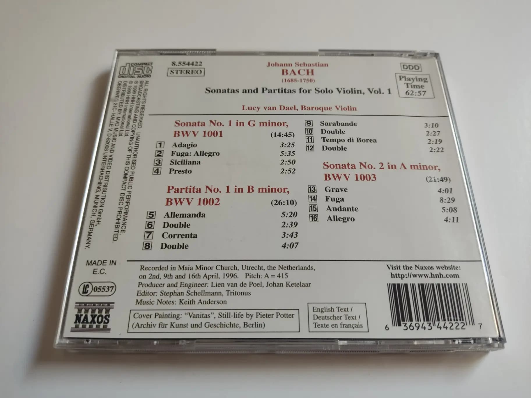 Główne zdjęcie - Bach, Lucy Van Dael - Sonatas And Partitas For Solo Violin Volume 1
