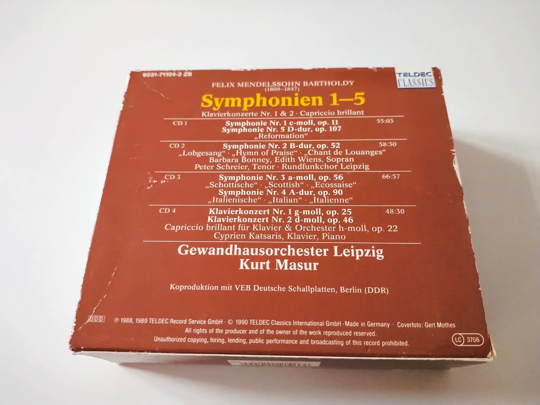 Główne zdjęcie - Mendelssohn, Masur, Katsaris - Symphonien 1-5 / Klavierkonzerte Nr. 1 & 2