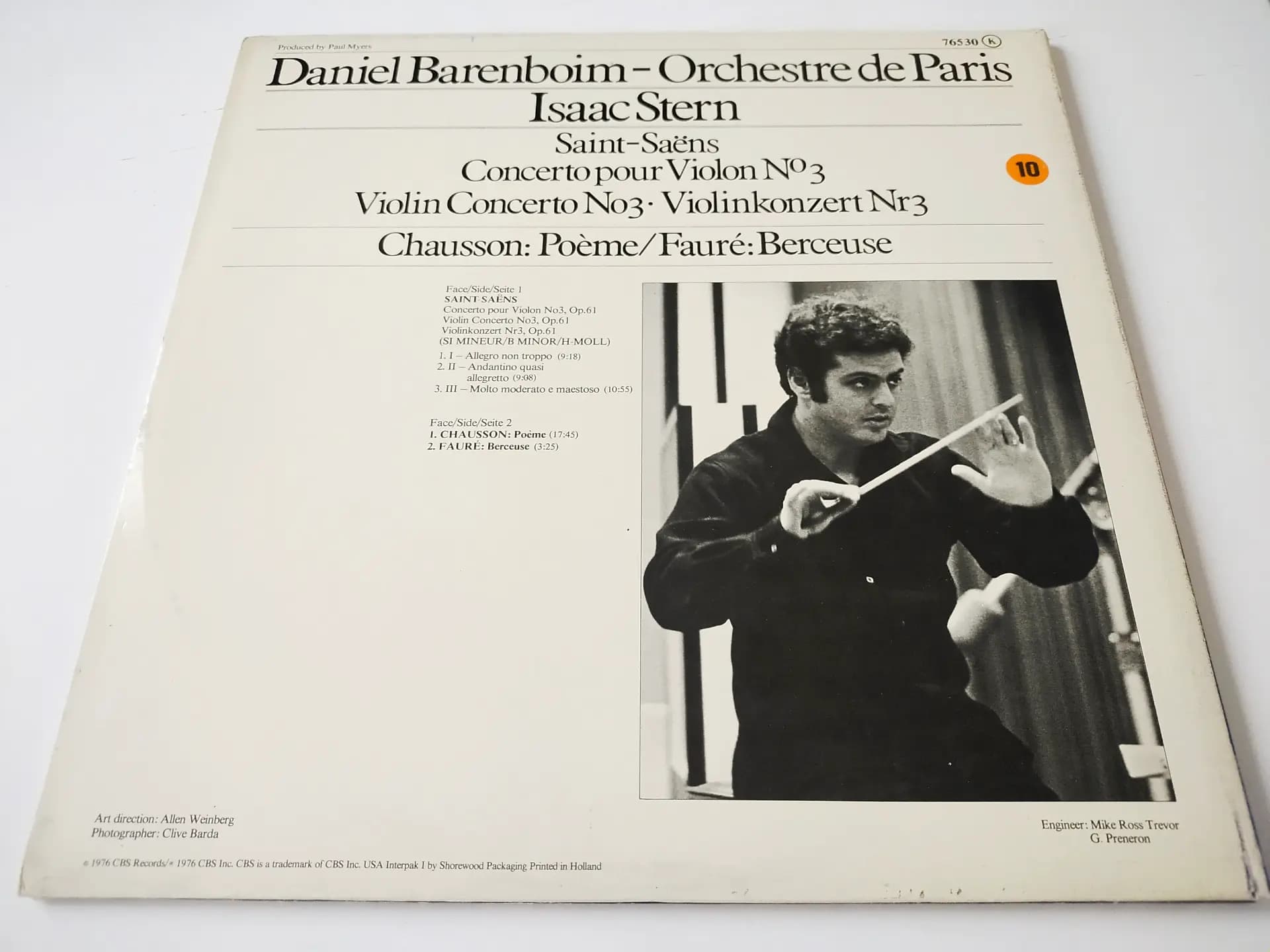 Główne zdjęcie - Barenboim, Stern, Fauré - Concerto Pour Violon N 3 - Poème - Berceuse