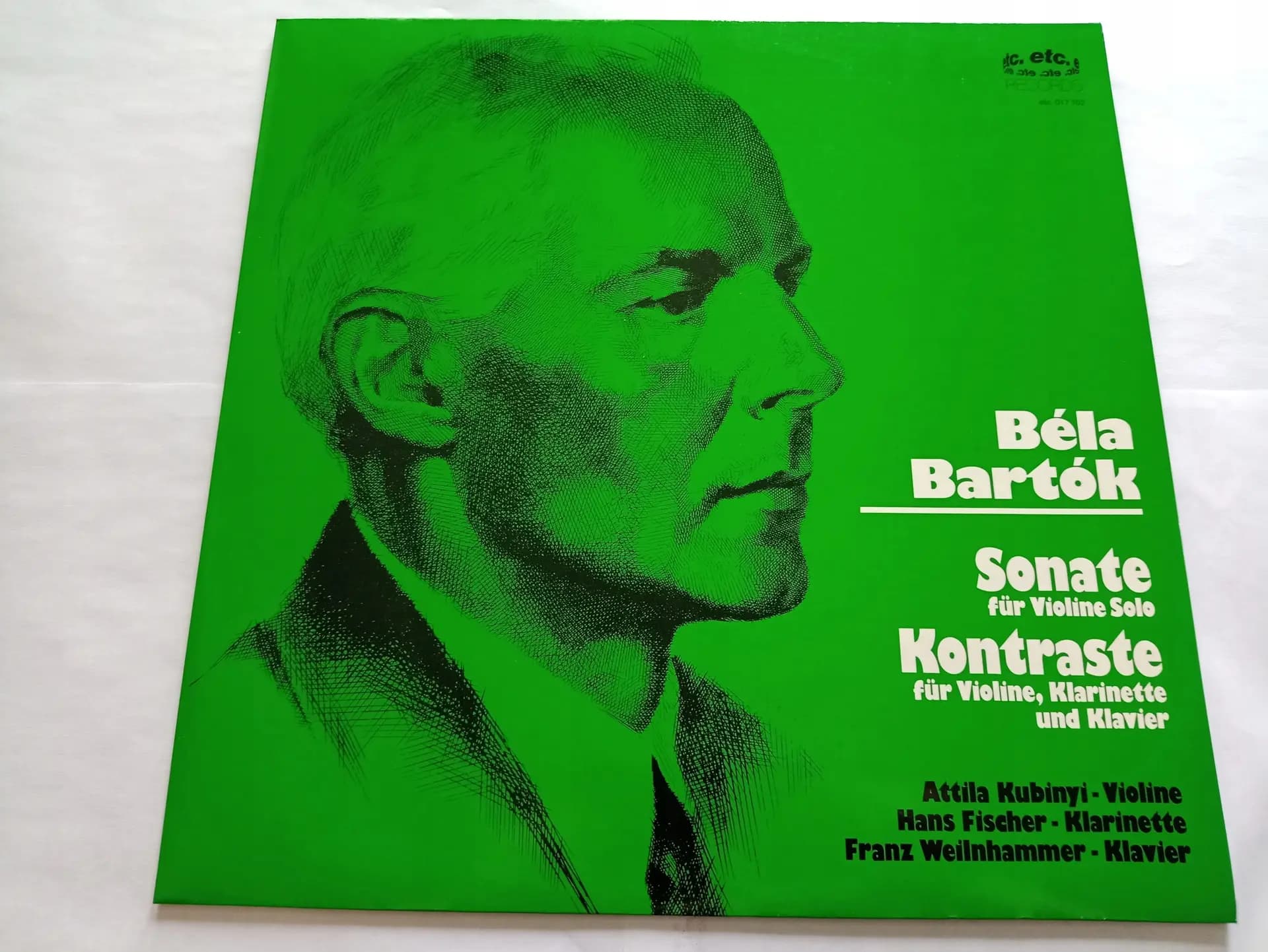 Główne zdjęcie - Béla Bartók, Attila Kubinyi, Hans Fischer - Sonate Für Violine Solo, Kontraste Für Violine, Klarinette Und Klavier