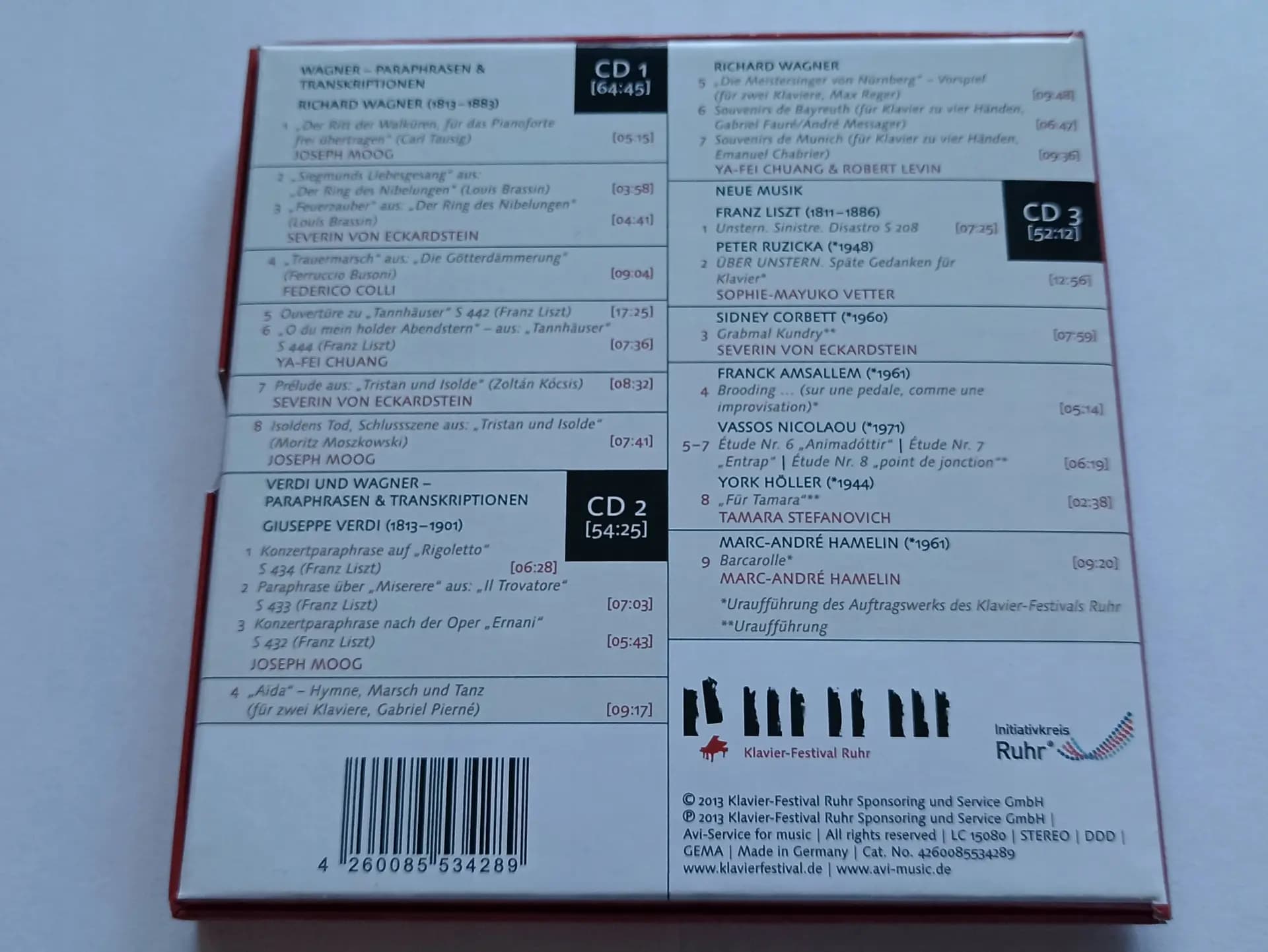 Główne zdjęcie - Various Artists - Edition Klavier-Festival Ruhr Vol.31 - Wagner und Verdi (Paraphrasen und Transkriptionen) & Neue Musik