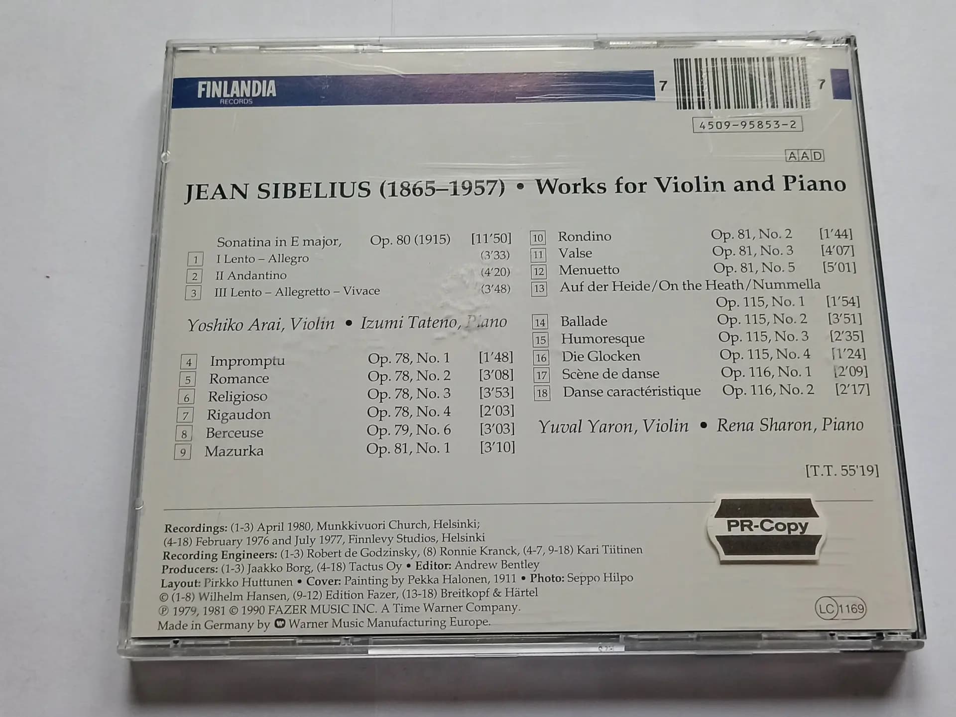 Główne zdjęcie - Yoshiko Arai, Yuval Yaron - Sibelius Dzieła na skrzypce i fortepian