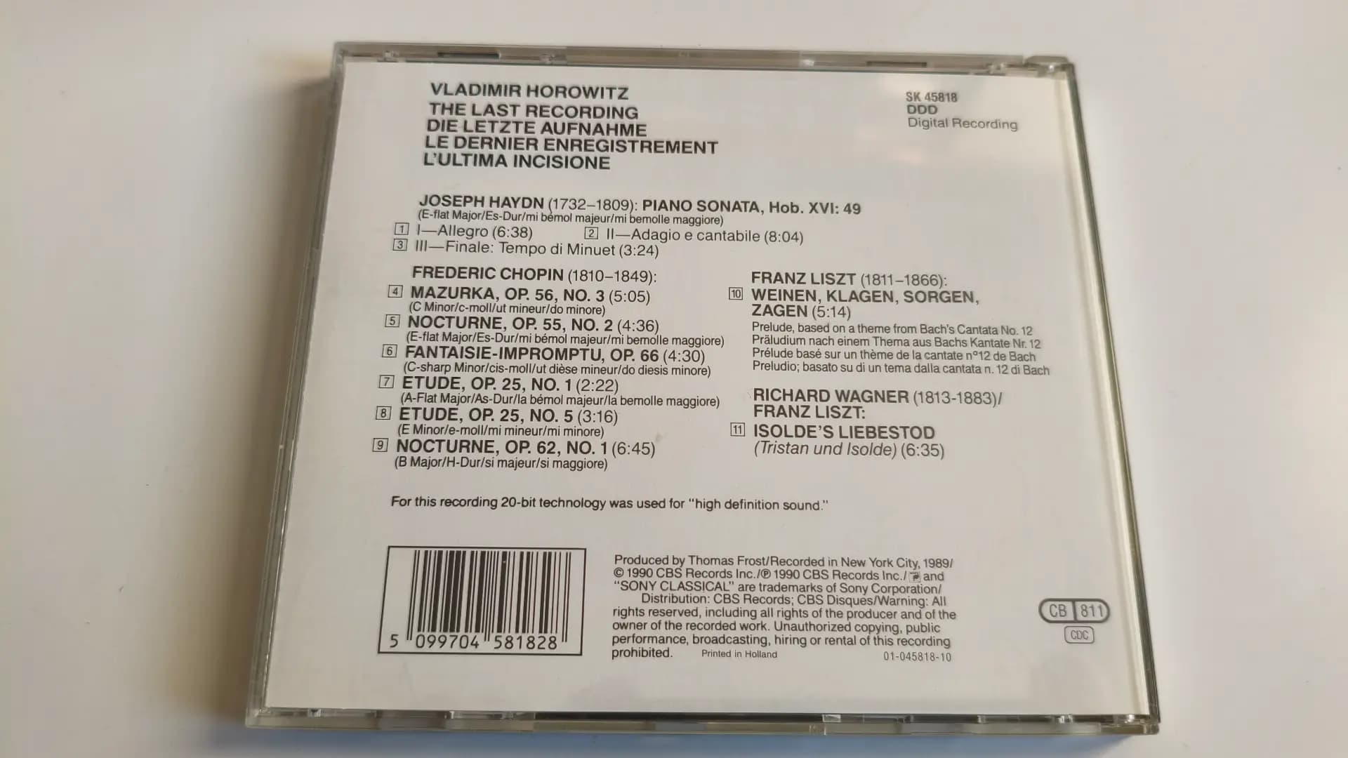 Główne zdjęcie - Horowitz, Chopin - The Last Recording
