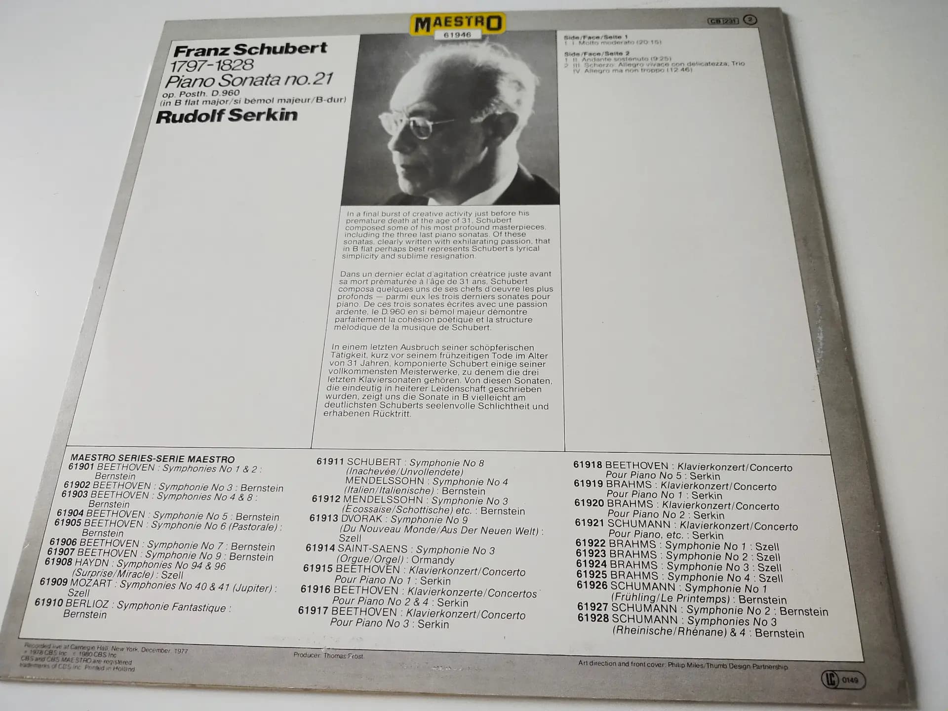 Główne zdjęcie - Serkin, Schubert - Sonata D.960 B-Flat