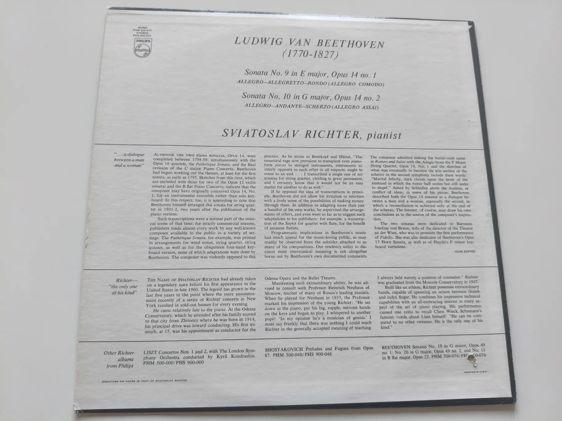 Główne zdjęcie - Richter, Beethoven - Piano Sonatas: E Major Opus 14 No. 1