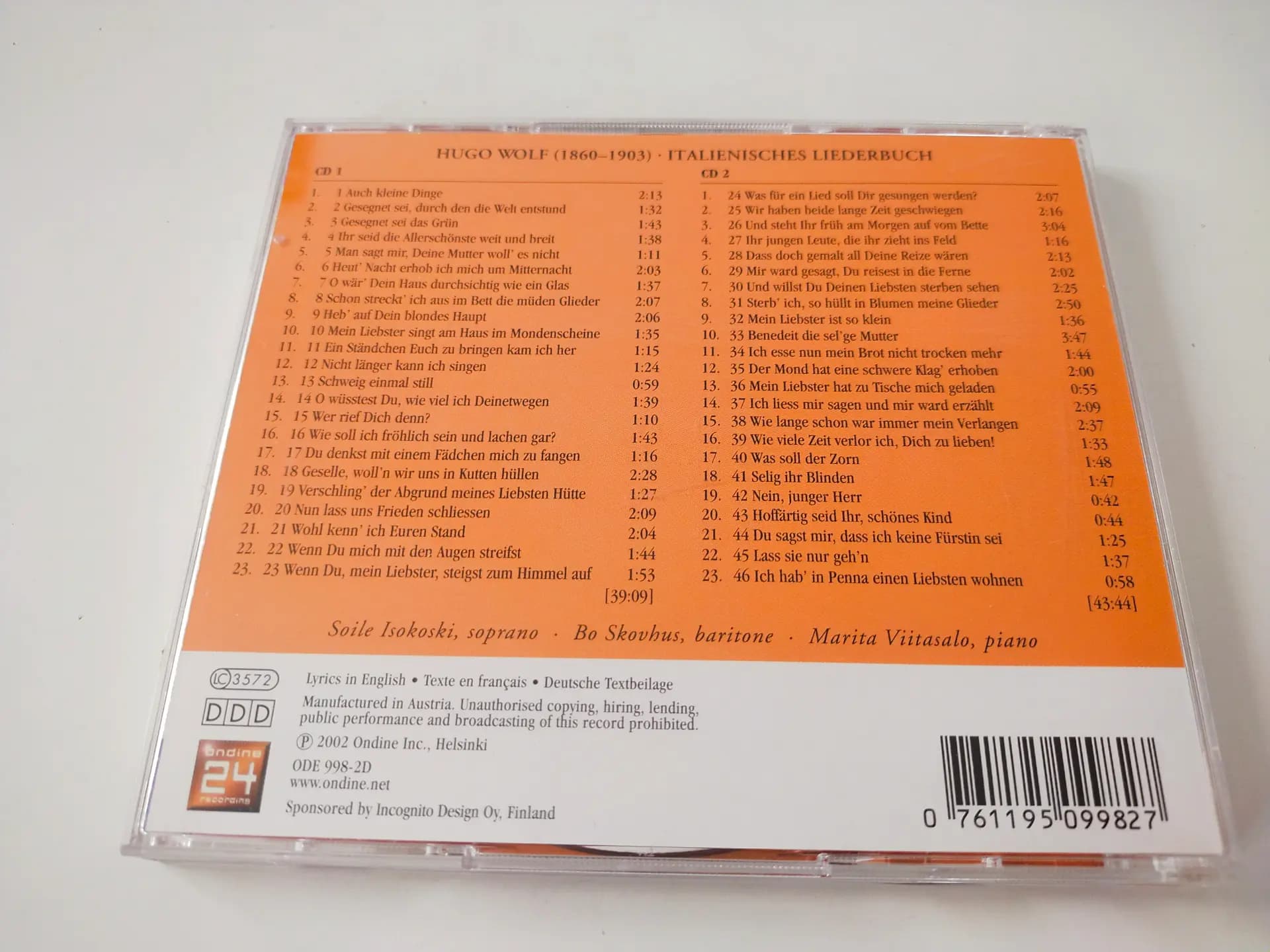 Główne zdjęcie - Isokoski, Skovhus, Viitasalo, Wolf - Italienisches Liederbuch