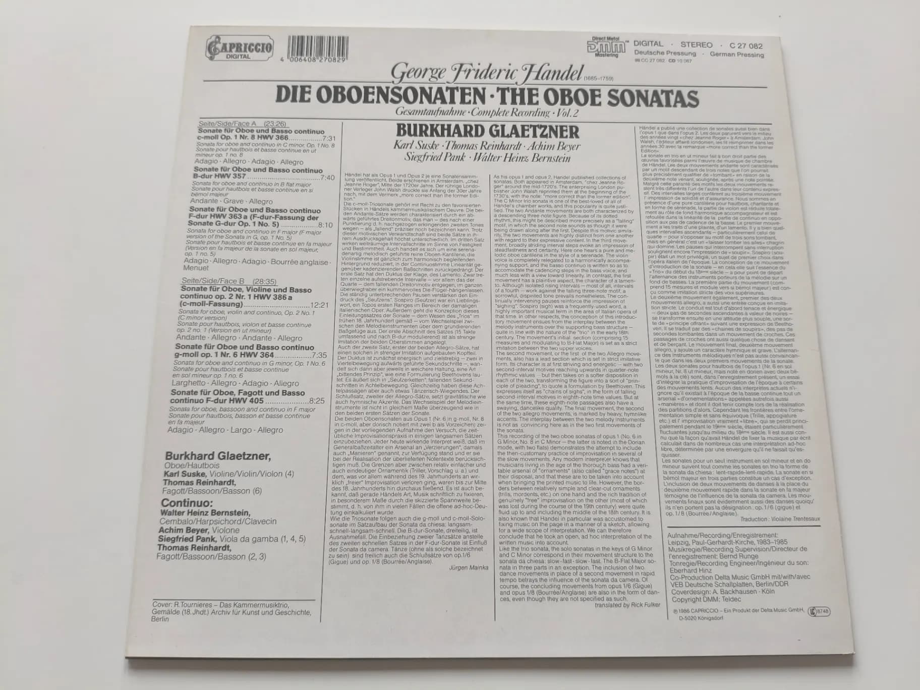 Główne zdjęcie - Glaetzner, Händel - The Oboe Sonatas Gesamtaufnahme Complete Recording Vol.2