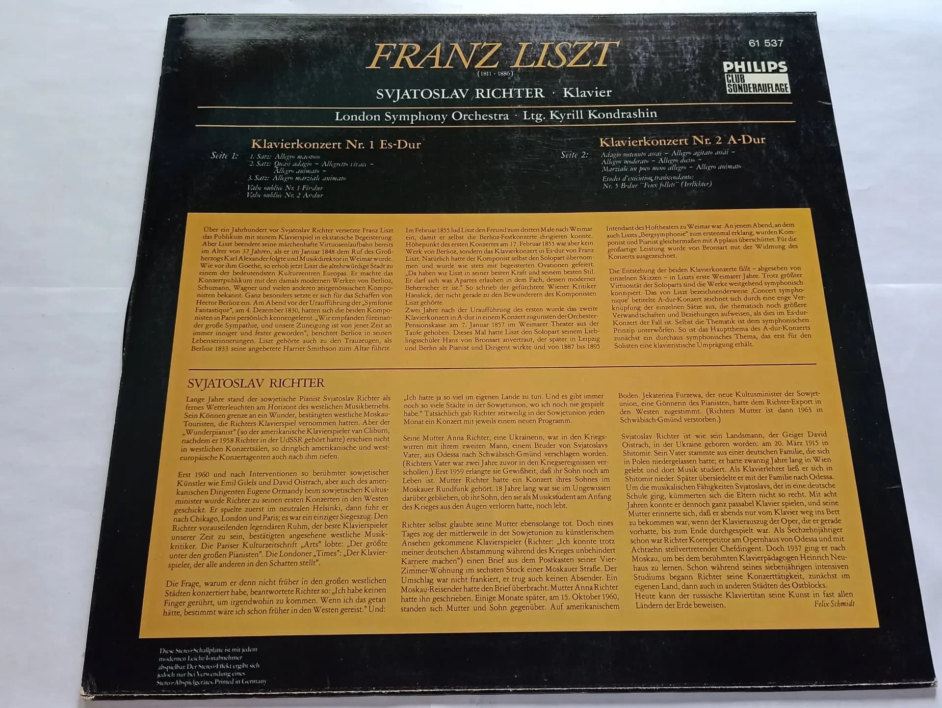 Główne zdjęcie - Sviatoslav Richter - Liszt, London Symphony Orchestra, Kyril Kondrashin Klavierkonzert Nr. 1 Es Dur / Klavierkonzert Nr. 2 A Dur