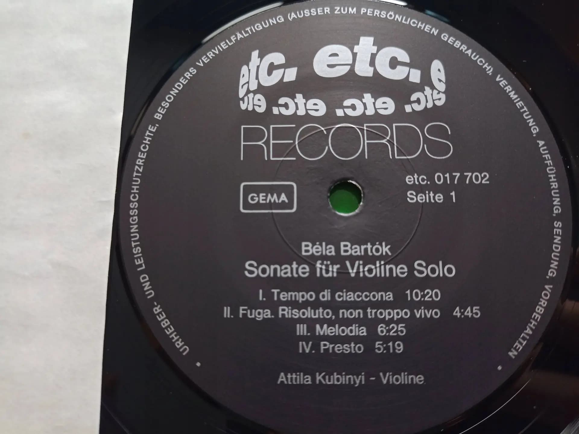 Główne zdjęcie - Béla Bartók, Attila Kubinyi, Hans Fischer - Sonate Für Violine Solo, Kontraste Für Violine, Klarinette Und Klavier