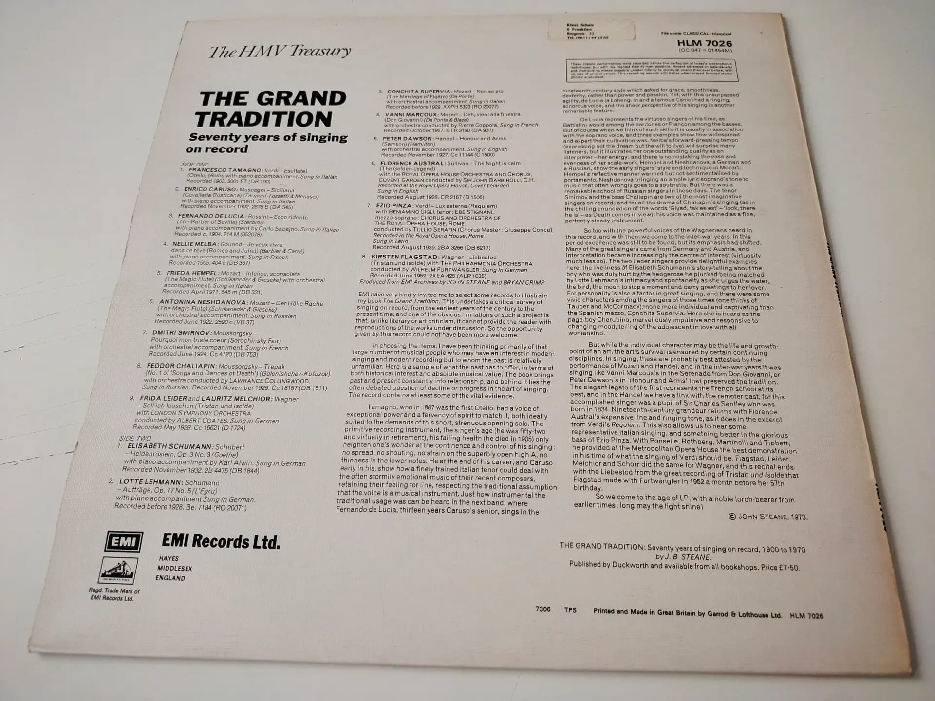Główne zdjęcie - John Steane - The Grand Tradition - Seventy Years Of Singing