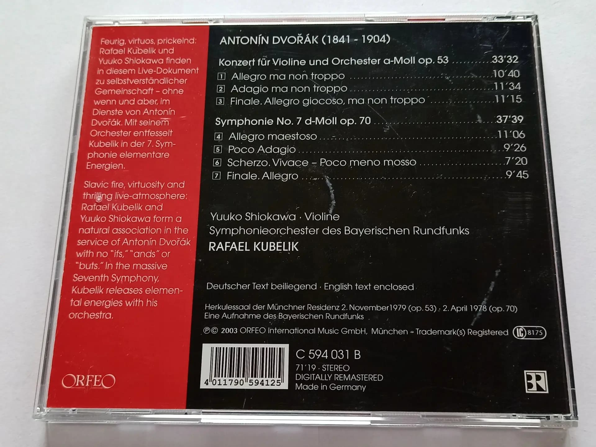 Główne zdjęcie - Antonín Dvořák, Rafael Kubelik, Yuuko Shiokawa - Dvorak Symphonie No 7