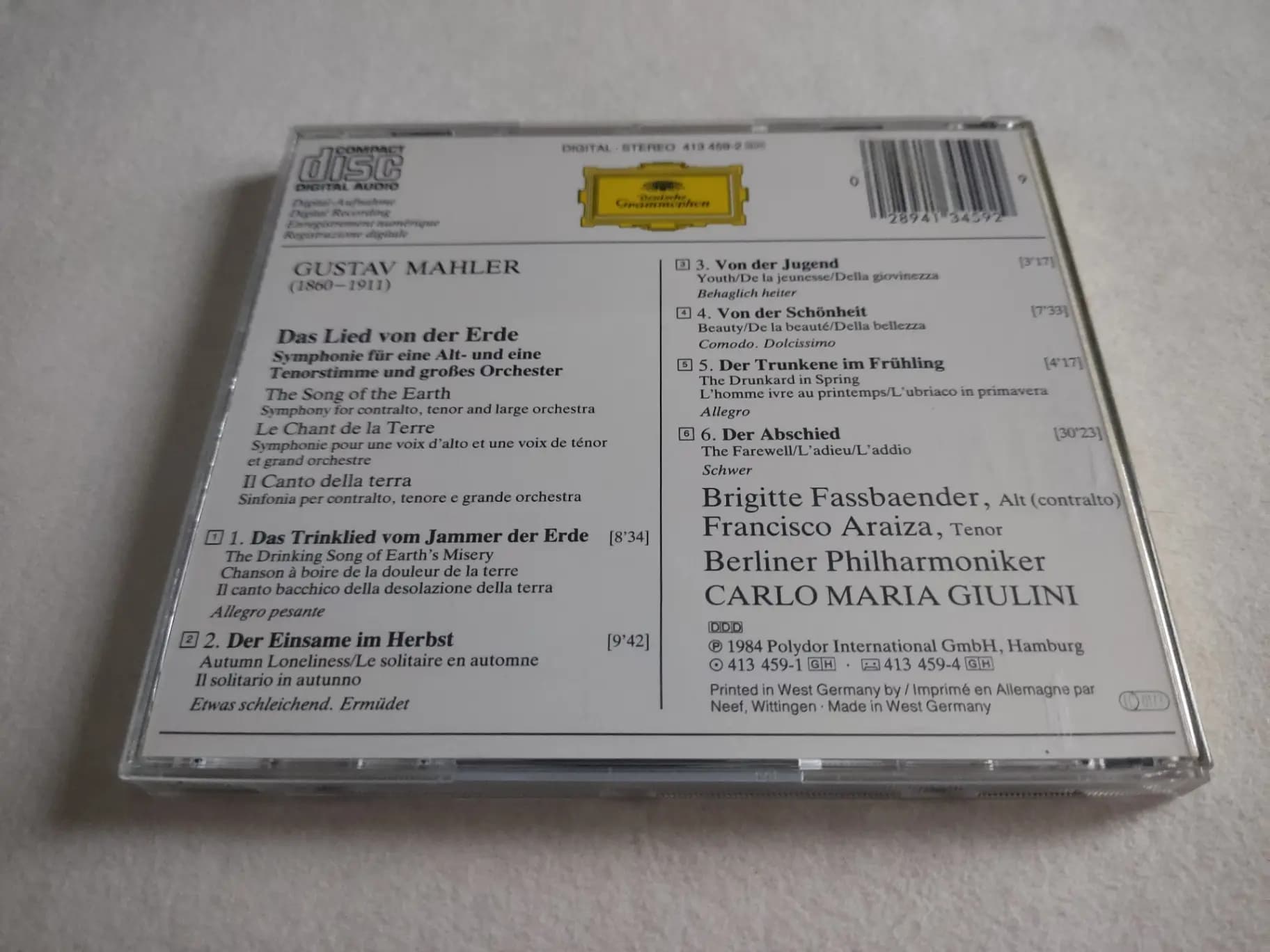 Główne zdjęcie - Gustav Mahler, Brigitte Fassbaender - Das Lied Von Der Erde