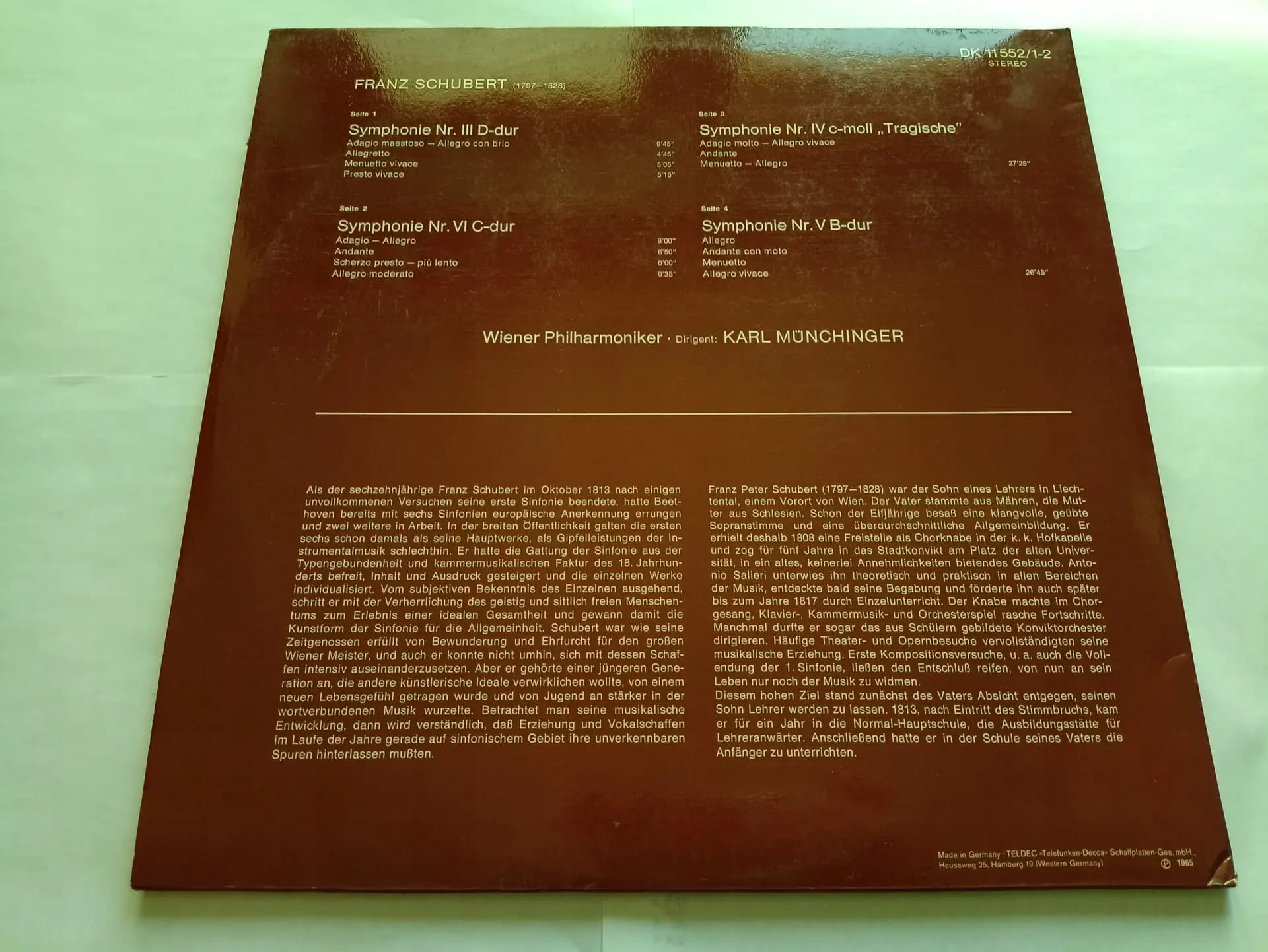 Główne zdjęcie - F Schubert, K. Münchinger, Wiener Philharmoniker - Symphonien Nr. 3 D dur. Nr. 4 C moll "Tragische"Nr. 5 B dur. Nr. 6 C dur